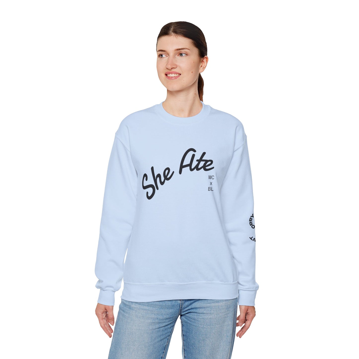 She Ate Crewneck Sweatshirt — Women Can x Burrito League Graphic Pullover