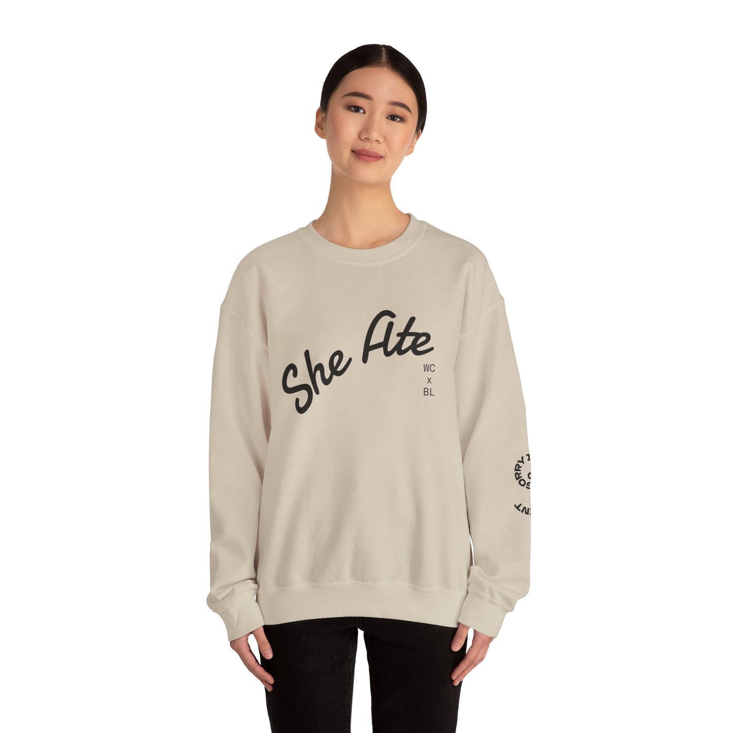 She Ate Crewneck Sweatshirt — Women Can x Burrito League Graphic Pullover