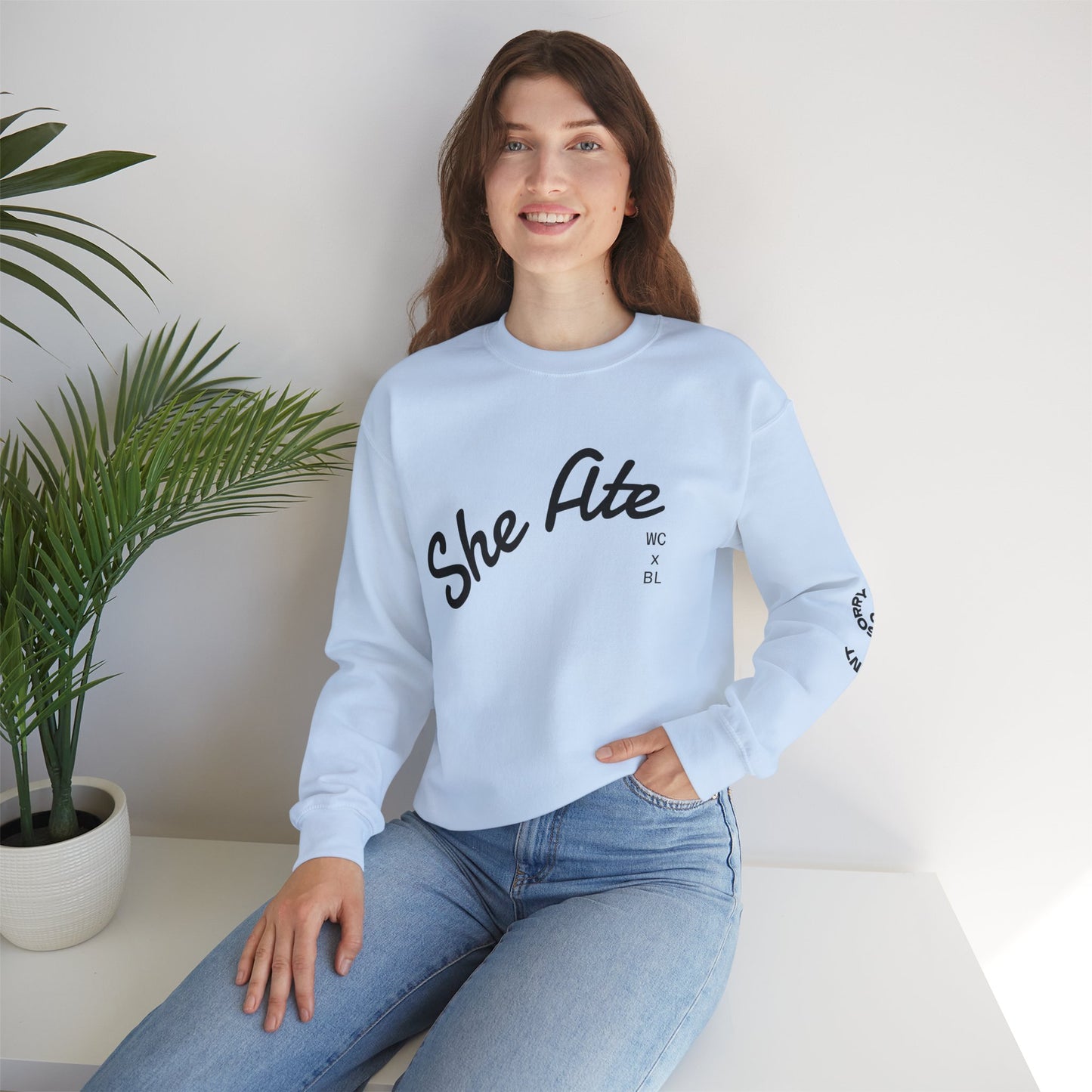 She Ate Crewneck Sweatshirt — Women Can x Burrito League Graphic Pullover