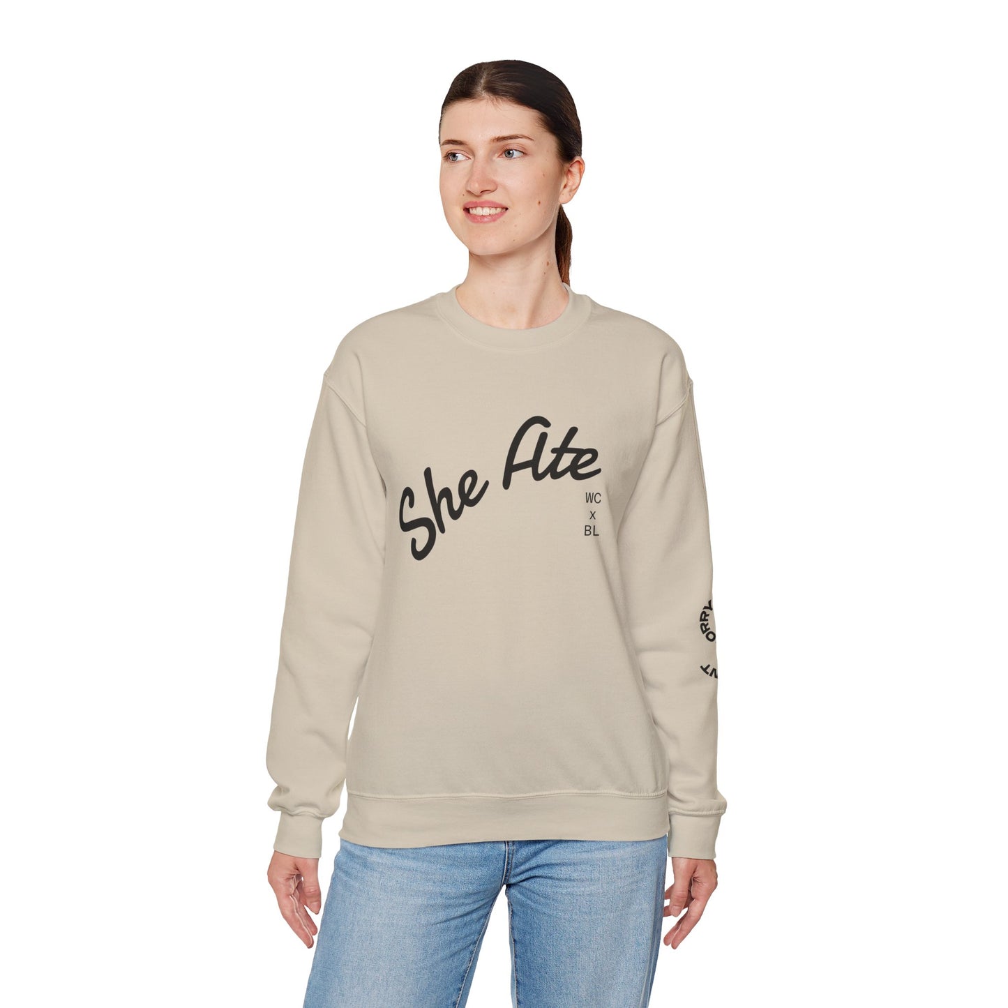 She Ate Crewneck Sweatshirt — Women Can x Burrito League Graphic Pullover