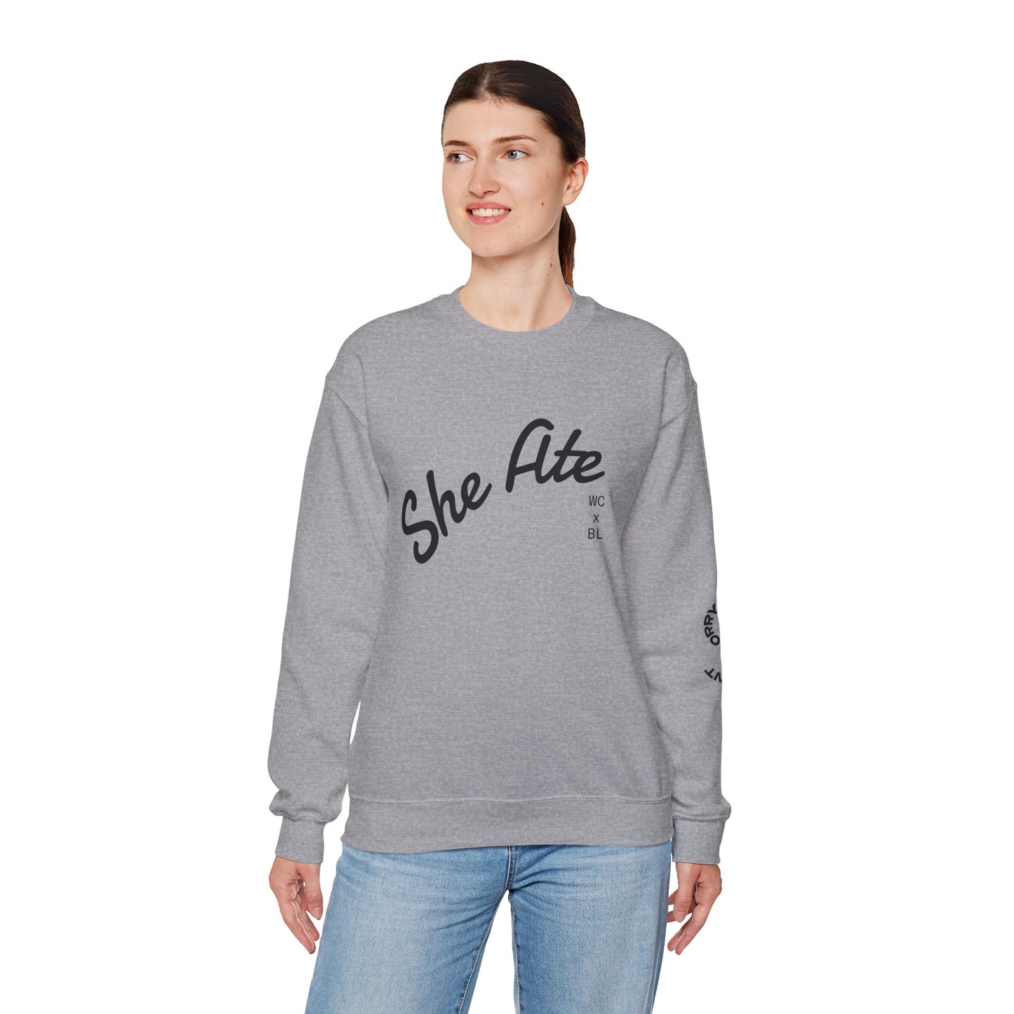 She Ate Crewneck Sweatshirt — Women Can x Burrito League Graphic Pullover