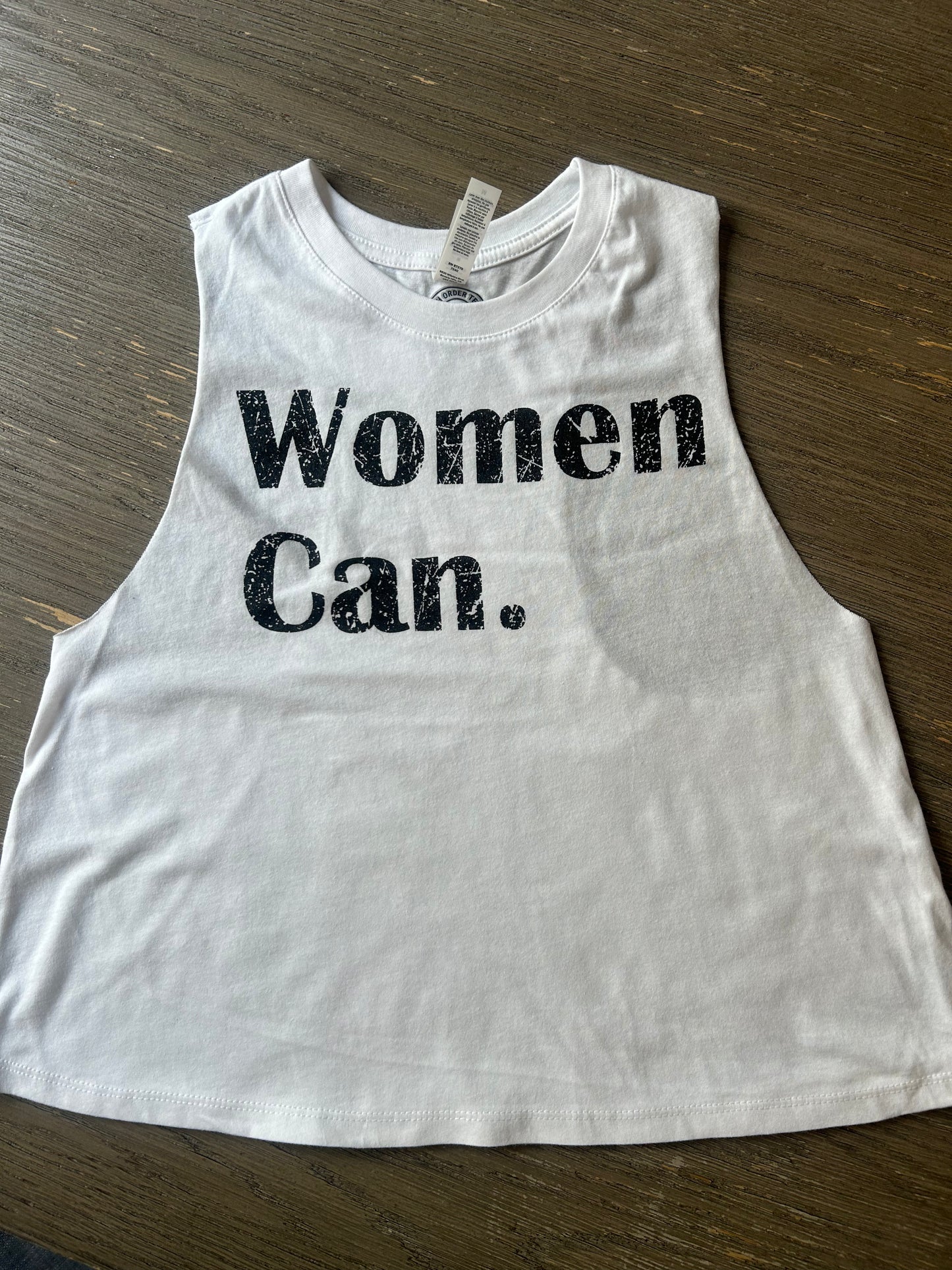 Women Can. Crop Muscle Raw Edge Racerback
